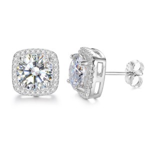 925 Sterling Silver Moissanite VVS D Ice Sugar Stud Earring