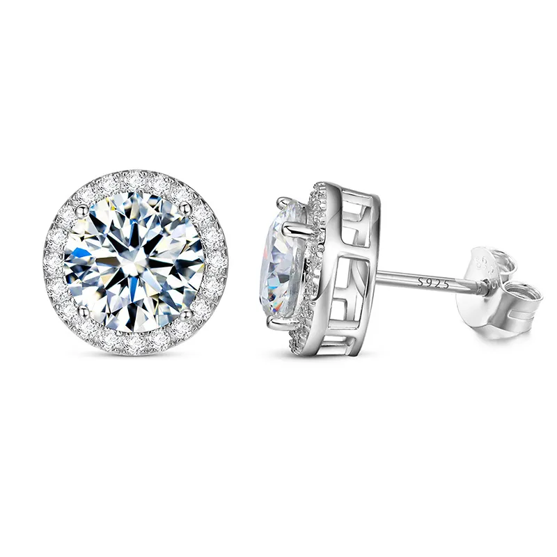 925 Sterling Silver Moissanite VVS D Classical Stud Earring