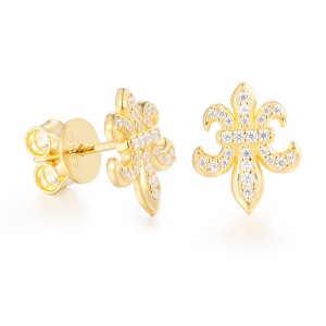 925 Sterling Silver Moissanite D Flower Cross Stud Earring