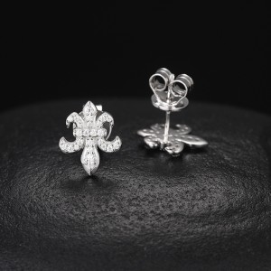 925 Sterling Silver Moissanite D Flower Cross Stud Earring