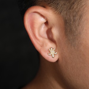 925 Sterling Silver Moissanite D Flower Cross Stud Earring