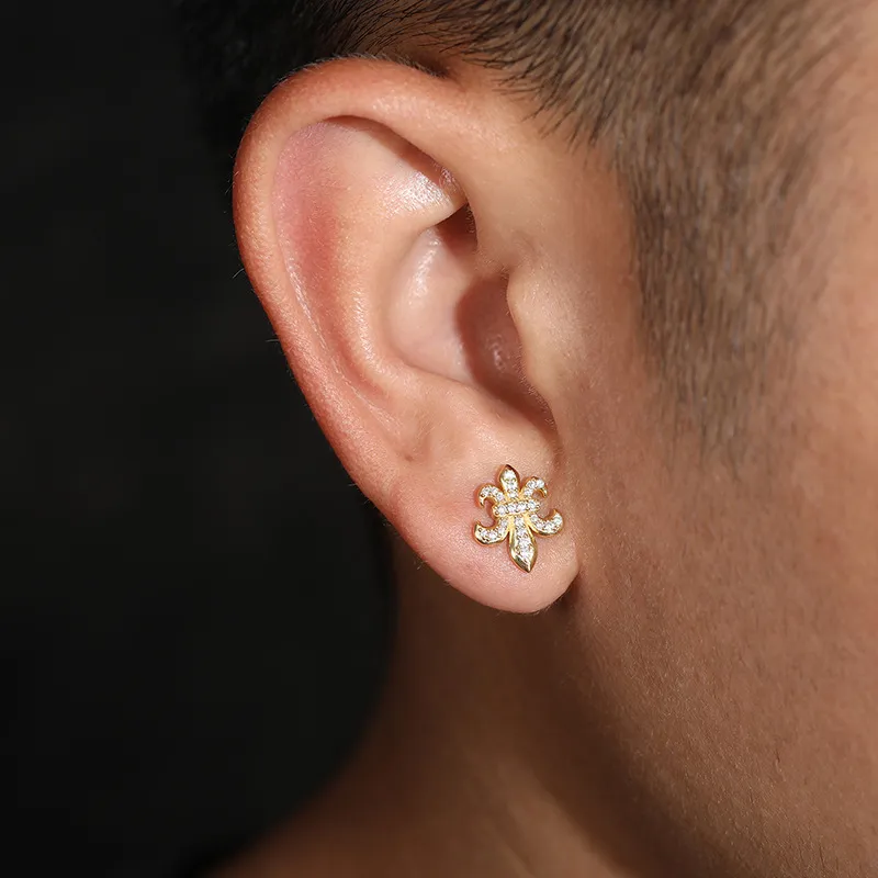 925 Sterling Silver Moissanite D Flower Cross Stud Earring - image3