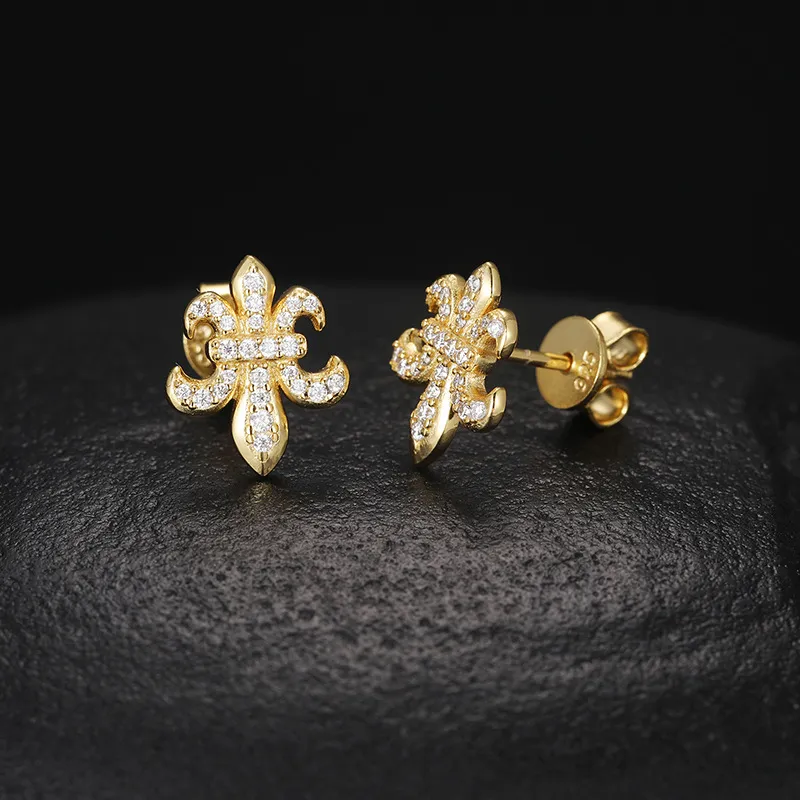 925 Sterling Silver Moissanite D Flower Cross Stud Earring - image4