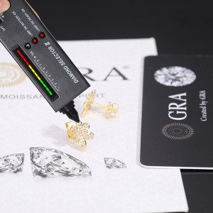 925 Sterling Silver Moissanite D Flower Cross Stud Earring