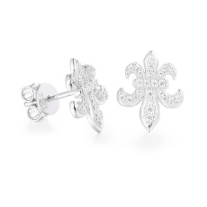 925 Sterling Silver Moissanite D Flower Cross Stud Earring