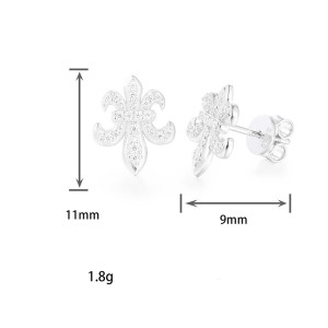 925 Sterling Silver Moissanite D Flower Cross Stud Earring