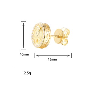 925 Sterling Silver Moissanite D Egyptian Pharaoh Stud Earring