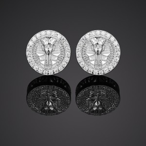 925 Sterling Silver Moissanite D Egyptian Pharaoh Stud Earring