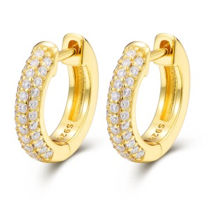 925 Sterling Silver Moissanite D Cross Hoop Earring