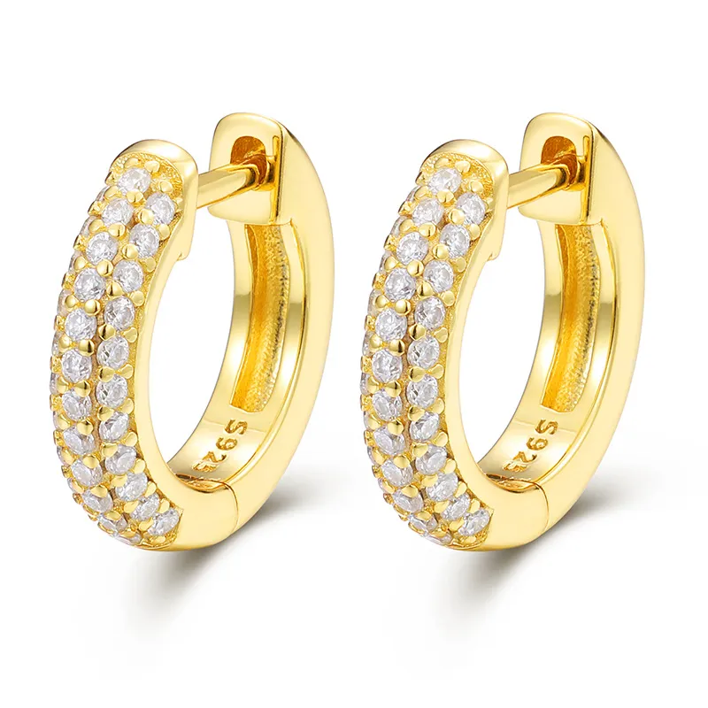 925 Sterling Silver Moissanite D Cross Hoop Earring