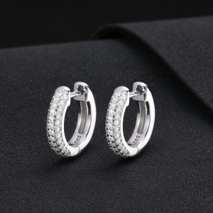 925 Sterling Silver Moissanite D Cross Hoop Earring