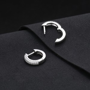 925 Sterling Silver Moissanite D Cross Hoop Earring