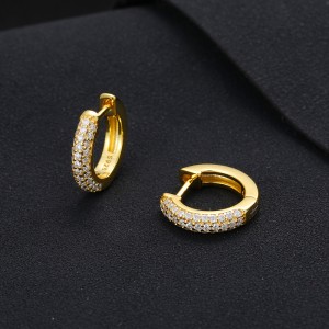 925 Sterling Silver Moissanite D Cross Hoop Earring