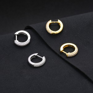 925 Sterling Silver Moissanite D Cross Hoop Earring