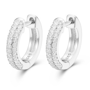 925 Sterling Silver Moissanite D Cross Hoop Earring