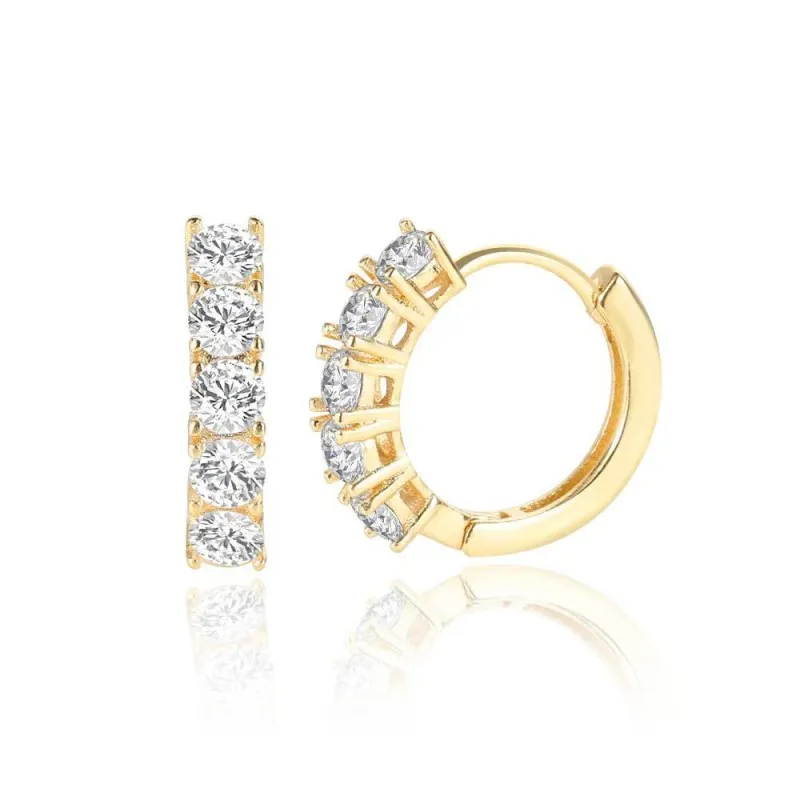 Five Zirconia Brass Hoop Earring