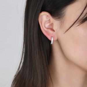Five Zirconia Brass Hoop Earring