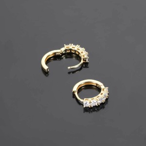 Five Zirconia Brass Hoop Earring