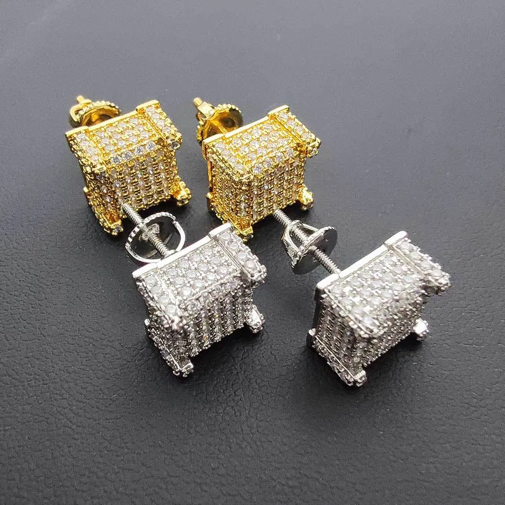 Unique Zirconia Square Brass Stud Earring - image1
