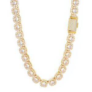 10mm/12mm Square Iced Out Zirconia Brass Necklace