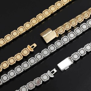 10mm/12mm Square Iced Out Zirconia Brass Necklace