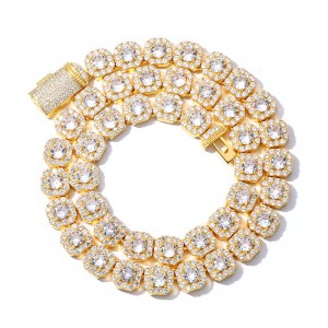 10mm/12mm Square Iced Out Zirconia Brass Necklace