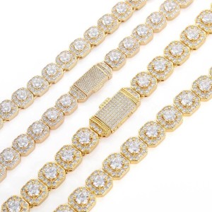 10mm/12mm Square Iced Out Zirconia Brass Necklace