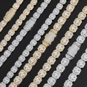 10mm/12mm Square Iced Out Zirconia Brass Necklace
