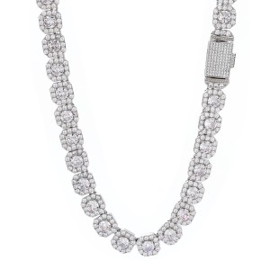 10mm/12mm Square Iced Out Zirconia Brass Necklace