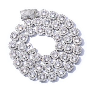 10mm/12mm Square Iced Out Zirconia Brass Necklace