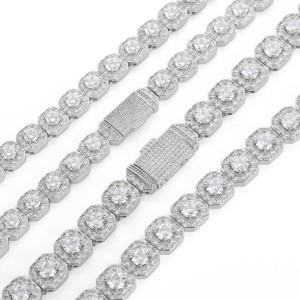10mm/12mm Square Iced Out Zirconia Brass Necklace