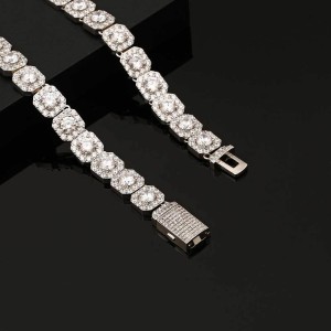 10mm/12mm Square Iced Out Zirconia Brass Necklace