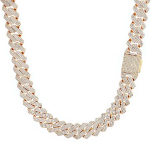 20mm 3 Rows Zirconia Cuban Chain Necklace