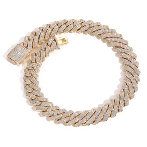 20mm 3 Rows Zirconia Cuban Chain Necklace