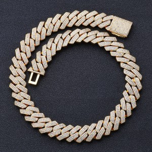 20mm 3 Rows Zirconia Cuban Chain Necklace