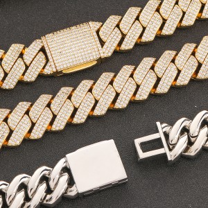 20mm 3 Rows Zirconia Cuban Chain Necklace