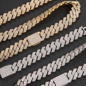 20mm 3 Rows Zirconia Cuban Chain Necklace