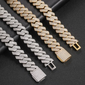 20mm 3 Rows Zirconia Cuban Chain Necklace