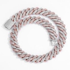 20mm 3 Rows Zirconia Cuban Chain Necklace