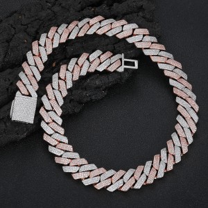 20mm 3 Rows Zirconia Cuban Chain Necklace
