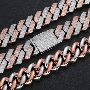20mm 3 Rows Zirconia Cuban Chain Necklace