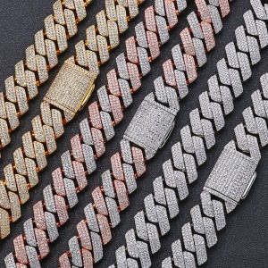 20mm 3 Rows Zirconia Cuban Chain Necklace