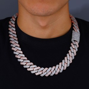 20mm 3 Rows Zirconia Cuban Chain Necklace