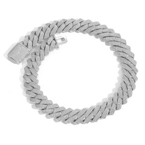 20mm 3 Rows Zirconia Cuban Chain Necklace