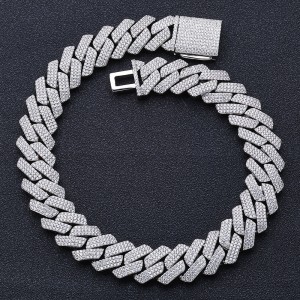 20mm 3 Rows Zirconia Cuban Chain Necklace
