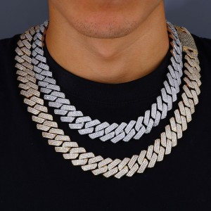 20mm 3 Rows Zirconia Cuban Chain Necklace