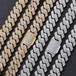 20mm 3 Rows Zirconia Cuban Chain Necklace