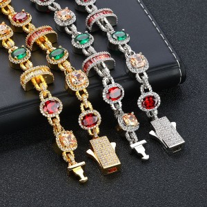 Colorful Zirconia Gemstone Brass Necklace