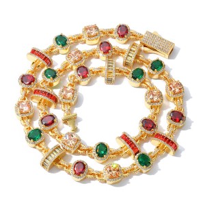 Colorful Zirconia Gemstone Brass Necklace