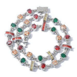 Colorful Zirconia Gemstone Brass Necklace